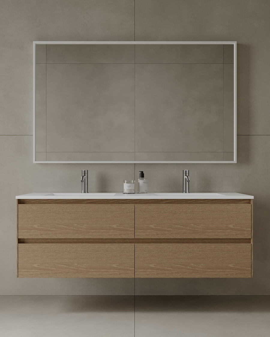 59" Wall Mounted Melamine Vanity With Acrylic Countertop