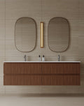 72" Wall-Mounted Wood Veneer Vanity With Solid Surface Basin