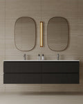 72" Wall-Mounted Wood Veneer Vanity With Solid Surface Basin