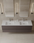 71" Wall-Mounted MDF Vanity with Solid Surface Countertop
