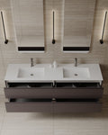 71" Wall-Mounted MDF Vanity with Solid Surface Countertop