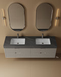 72" Wall-Mounted MDF Fluted Vanity With Porcelain Countertop