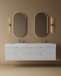 72" Wall-Mounted MDF Fluted Vanity With Porcelain Countertop