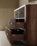 72" Freestanding Wood Veneer Vanity With Marble Countertop