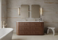 72" Freestanding Wood Veneer Vanity With Marble Countertop