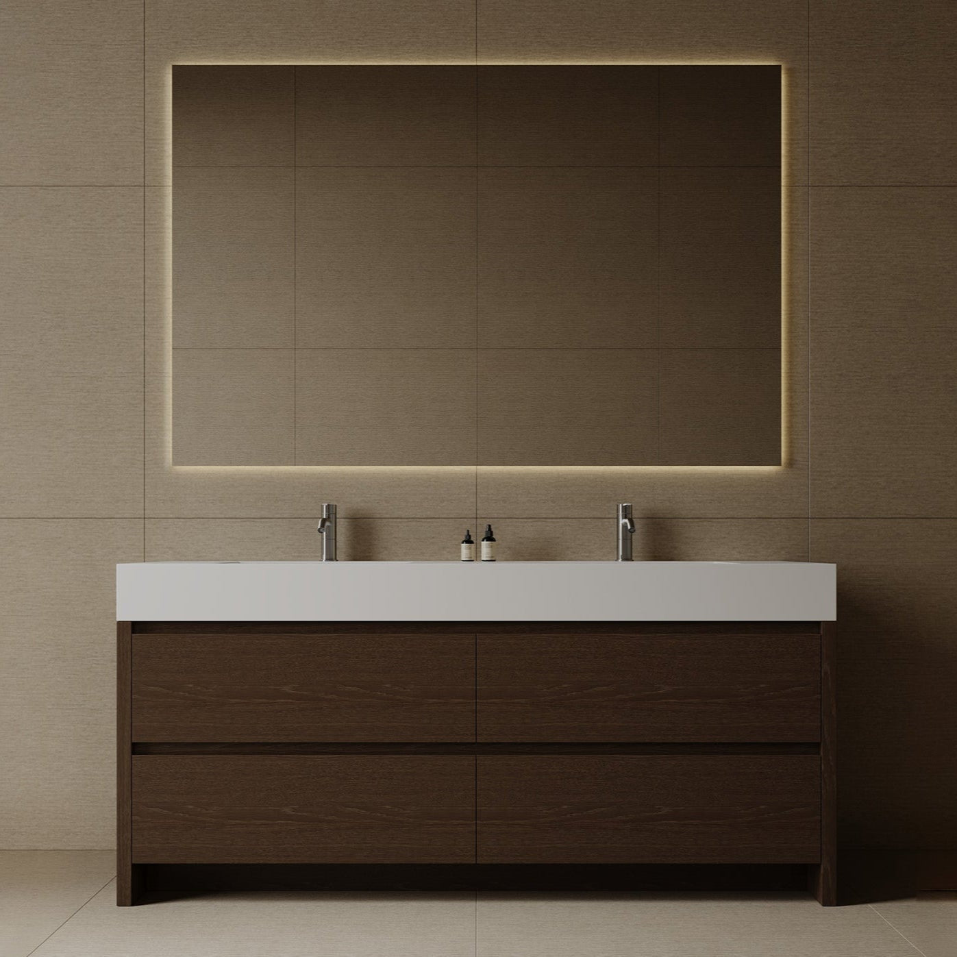 72" Freestanding Modern Melamine Vanity With Solid Surface Basin