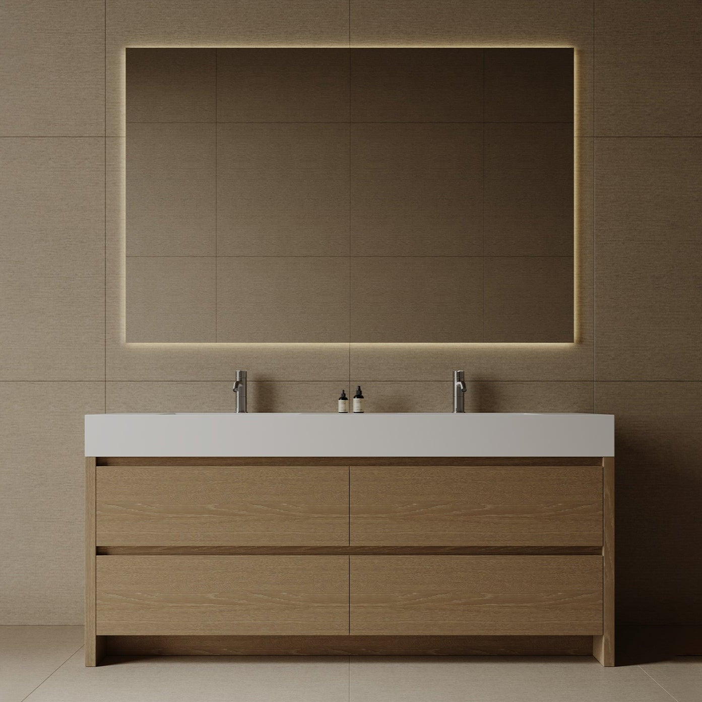 72" Freestanding Modern Melamine Vanity With Solid Surface Basin
