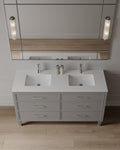 60" Freestanding Transitional Vanity with Quartz Countertop