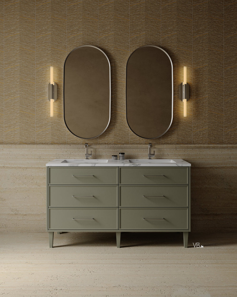 60" Freestanding Shaker Vanity with Porcelain Countertop