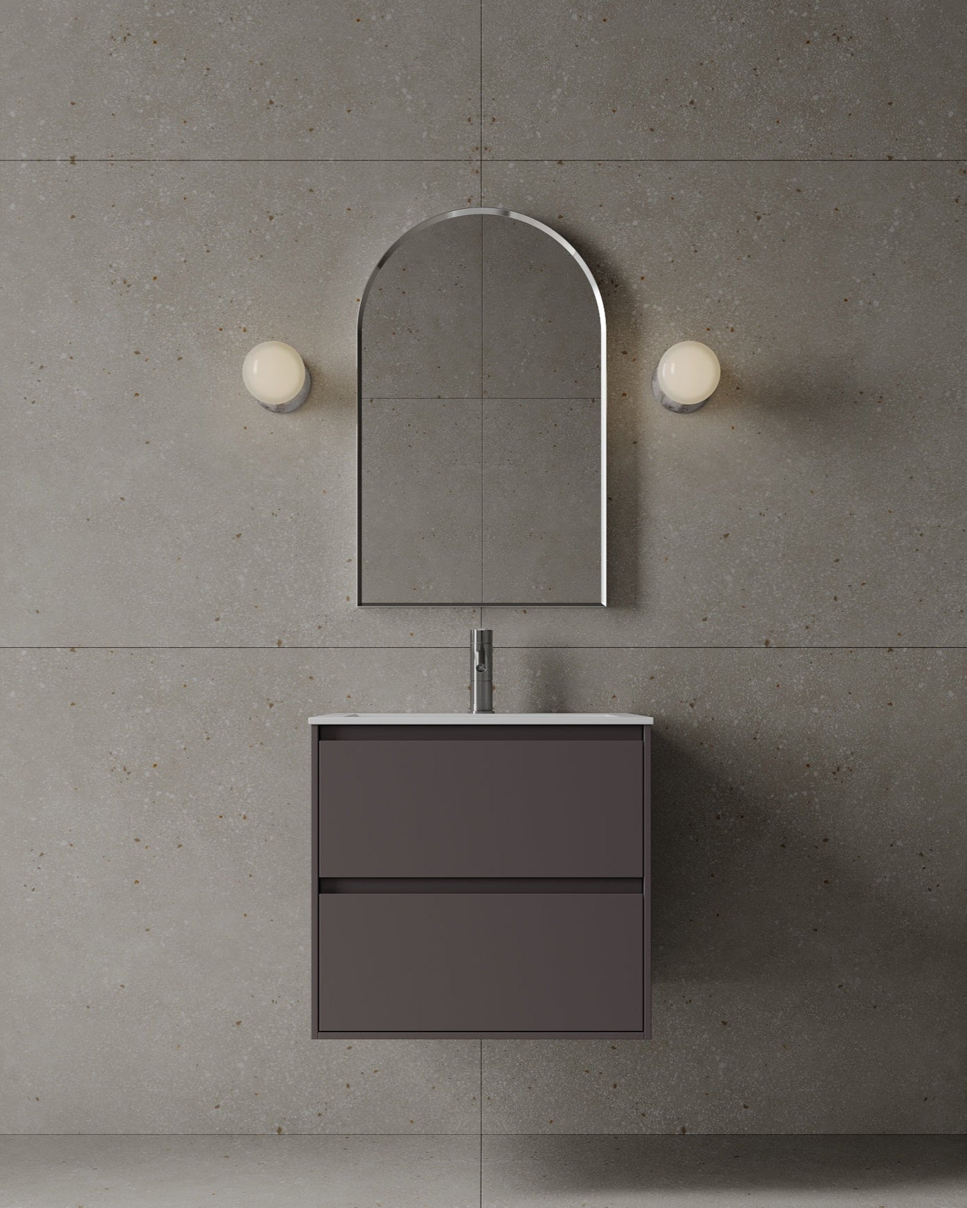 24" Wall-Mounted MDF Vanity with I-Stone Countertop