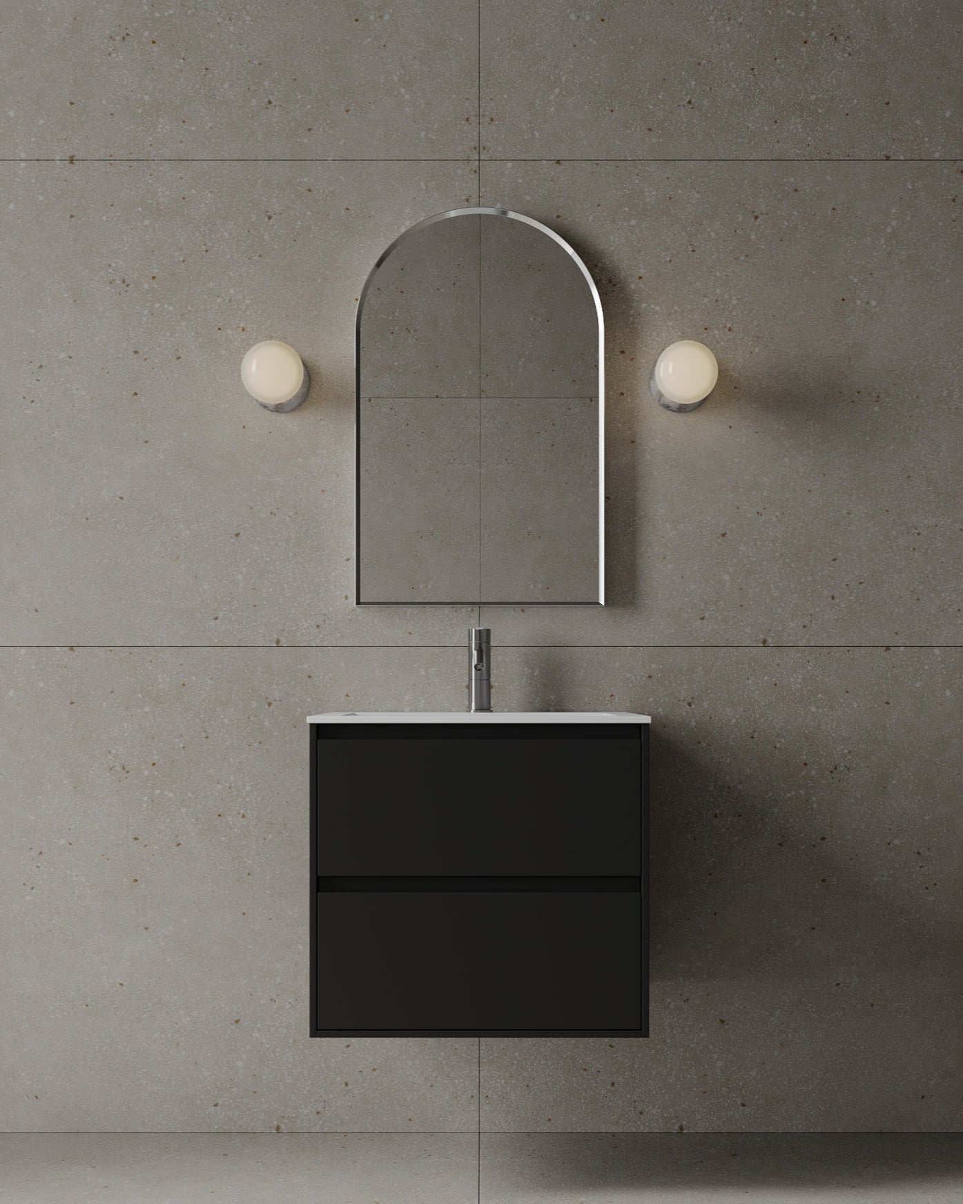 24" Wall-Mounted MDF Vanity with I-Stone Countertop