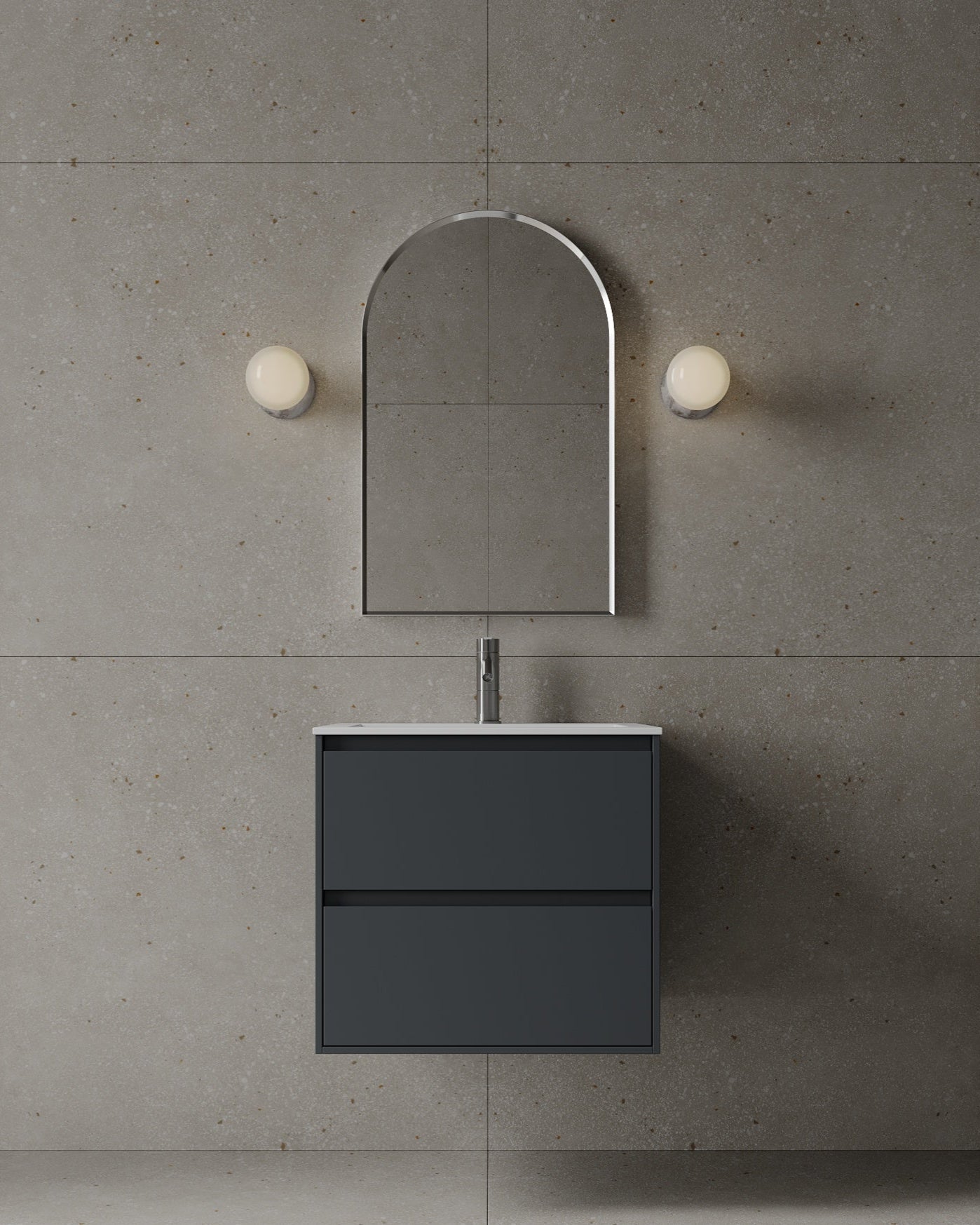 24" Wall-Mounted MDF Vanity with I-Stone Countertop