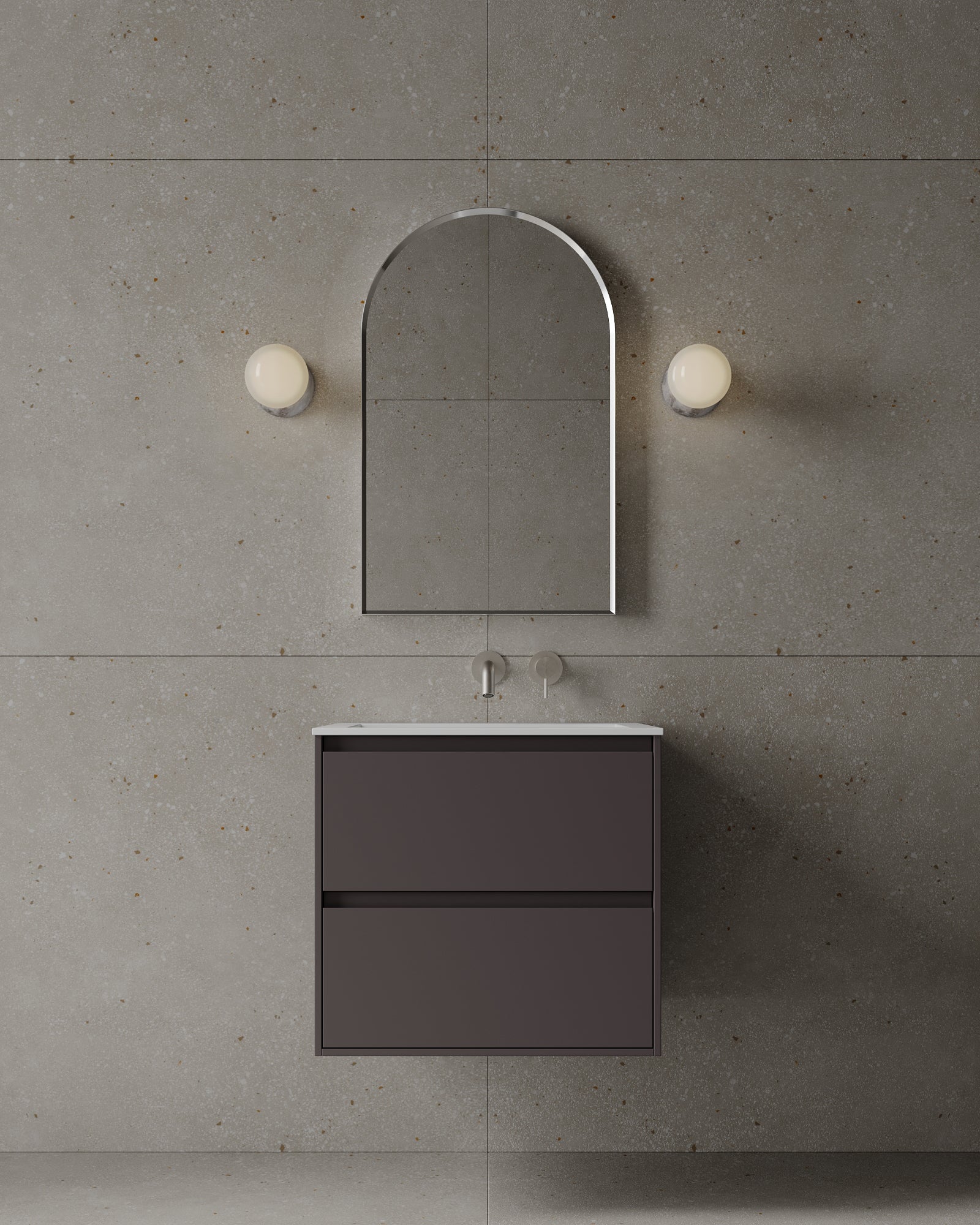 24" Wall-Mounted MDF Vanity with I-Stone Countertop
