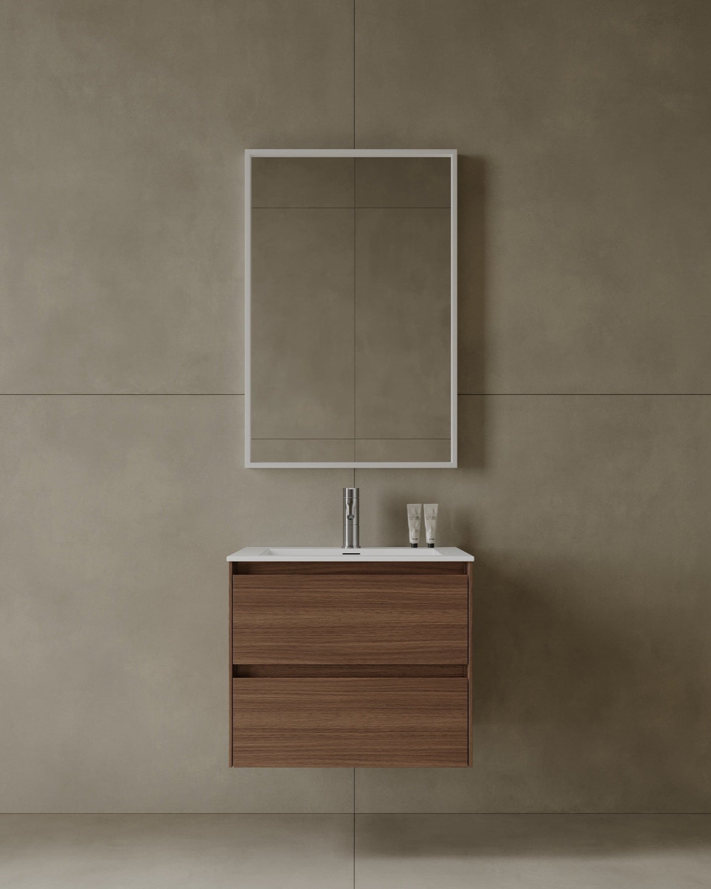 24" Wall Mounted Melamine Vanity With Acrylic Countertop