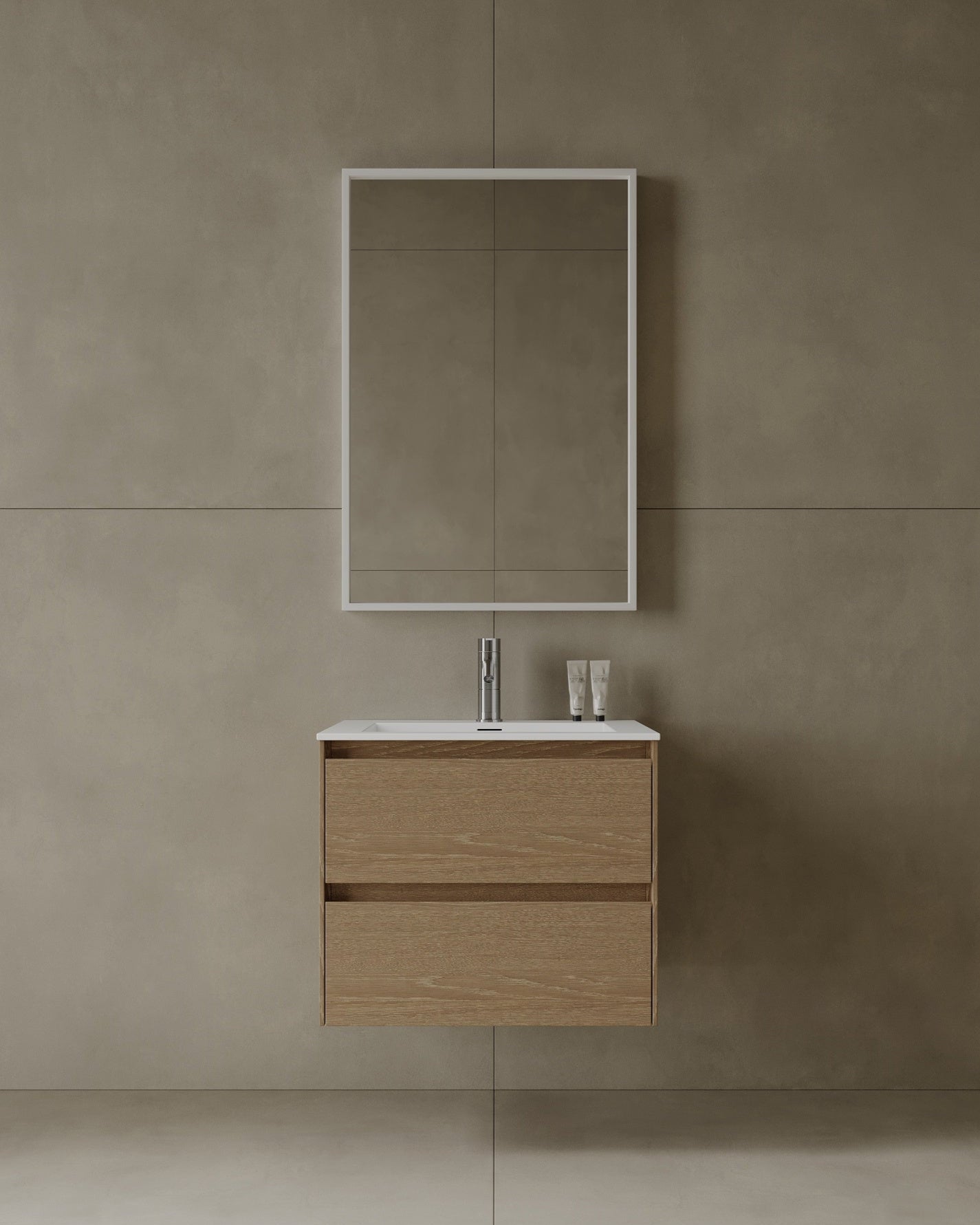 24" Wall Mounted Melamine Vanity With Acrylic Countertop