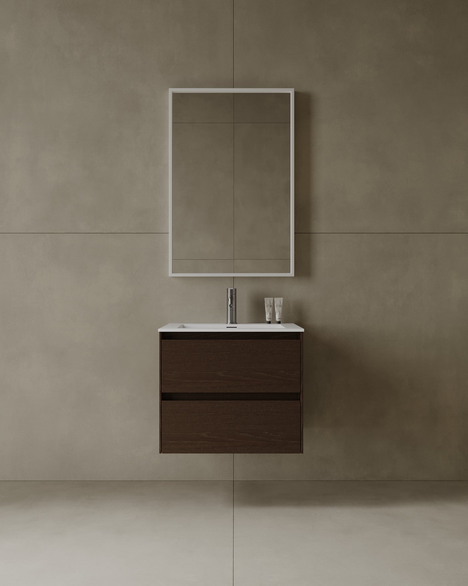 24" Wall Mounted Melamine Vanity With Acrylic Countertop