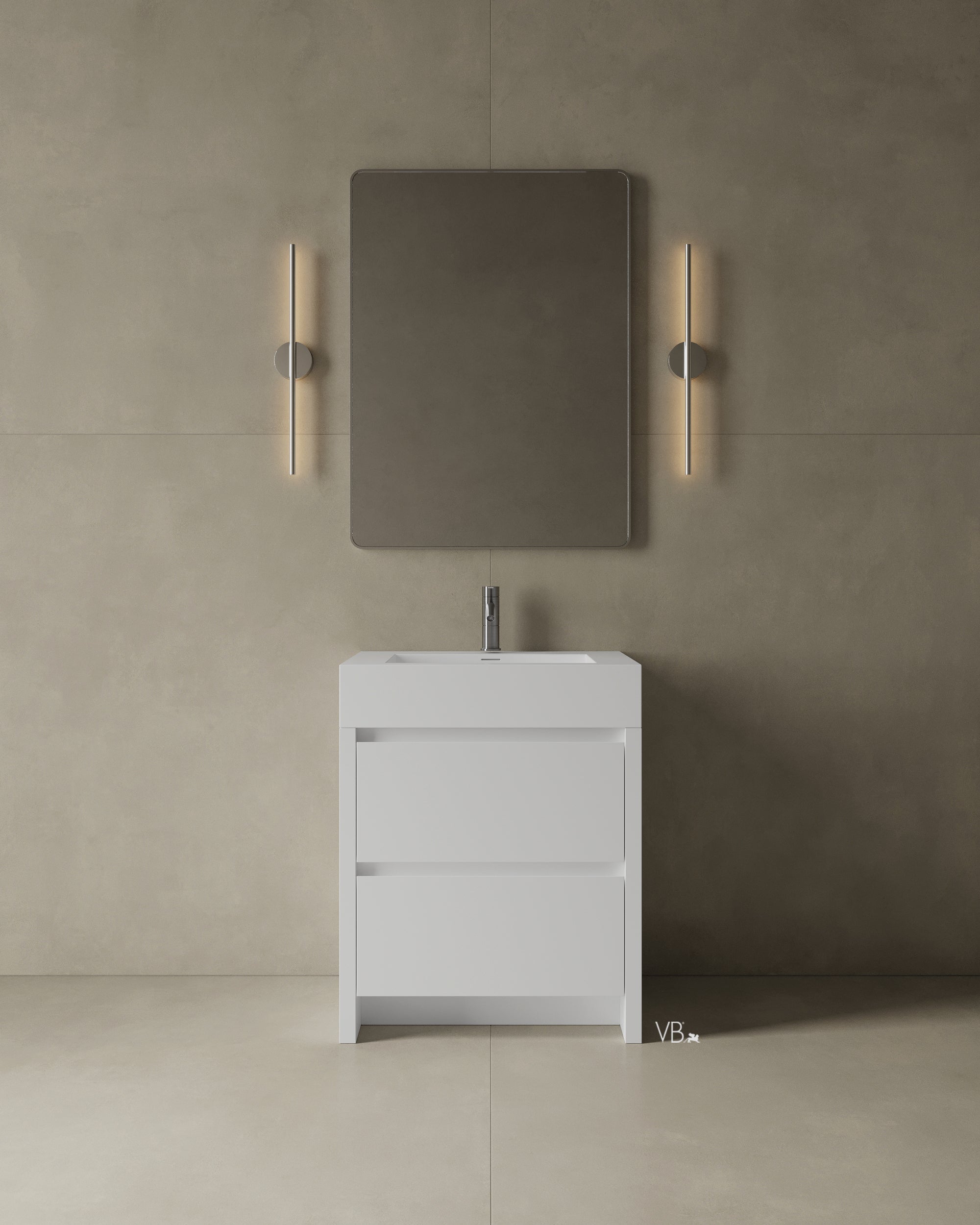 28" Freestanding Melamine Vanity With Solid Surface Basin