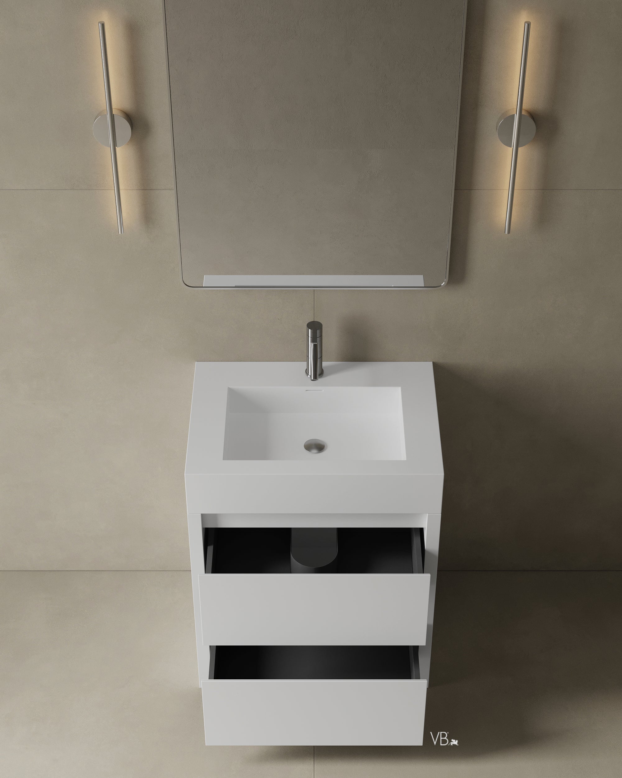 28" Freestanding Melamine Vanity With Solid Surface Basin