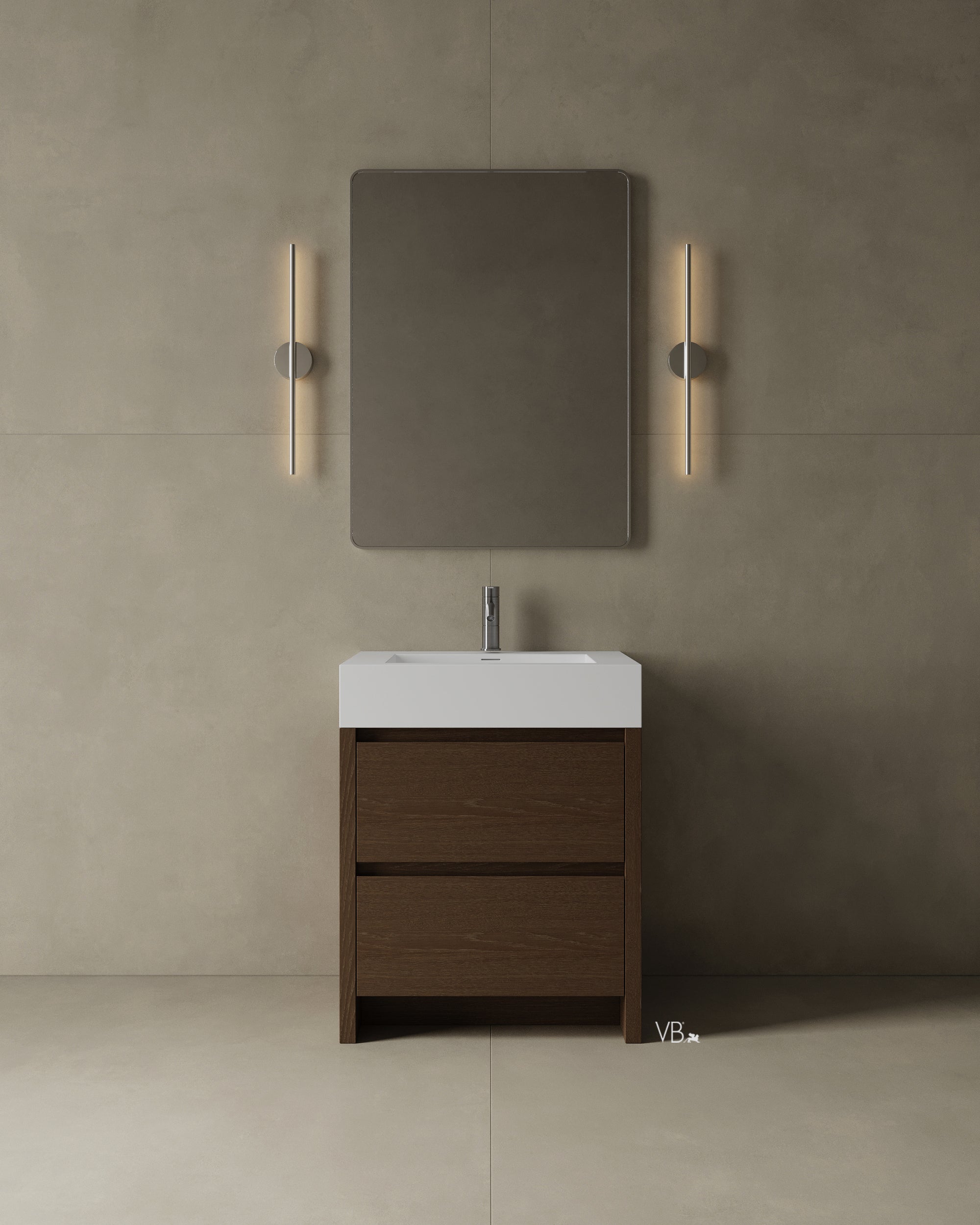 28" Freestanding Melamine Vanity With Solid Surface Basin