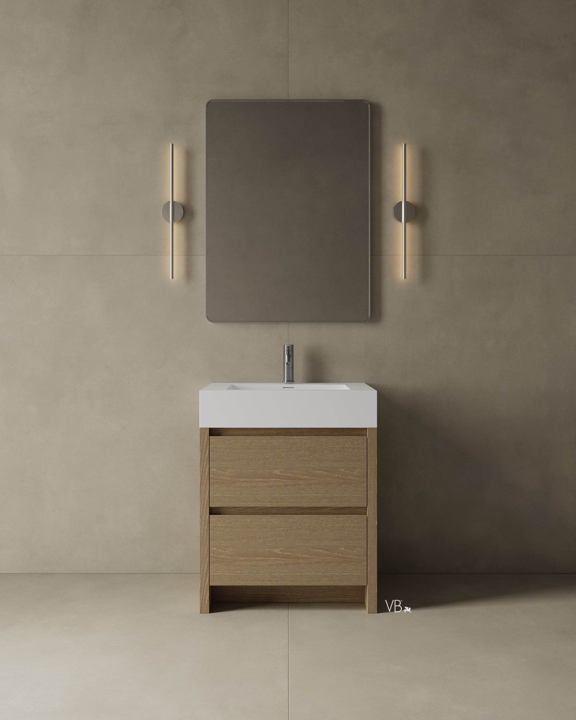 28" Freestanding Melamine Vanity With Solid Surface Basin