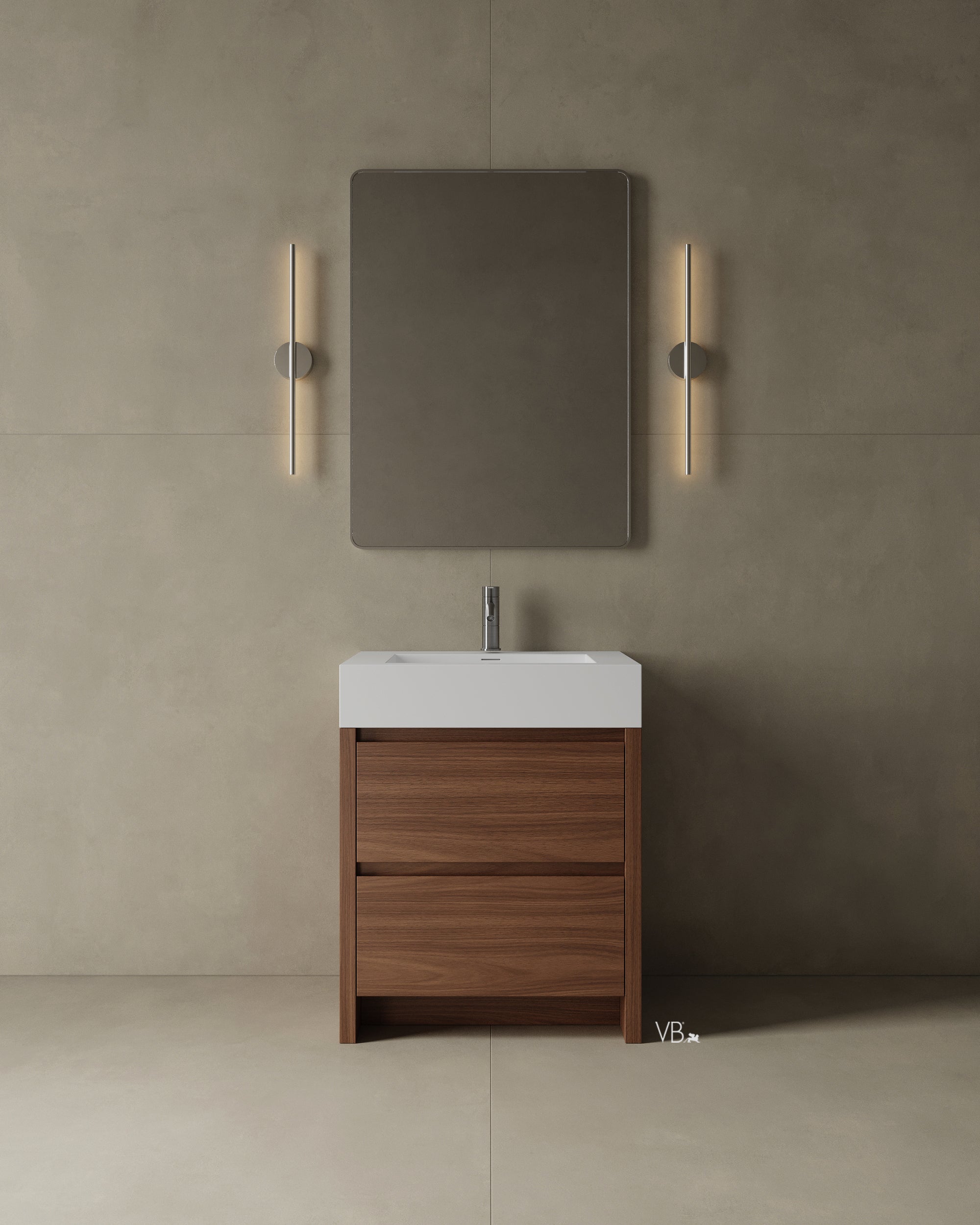 28" Freestanding Melamine Vanity With Solid Surface Basin