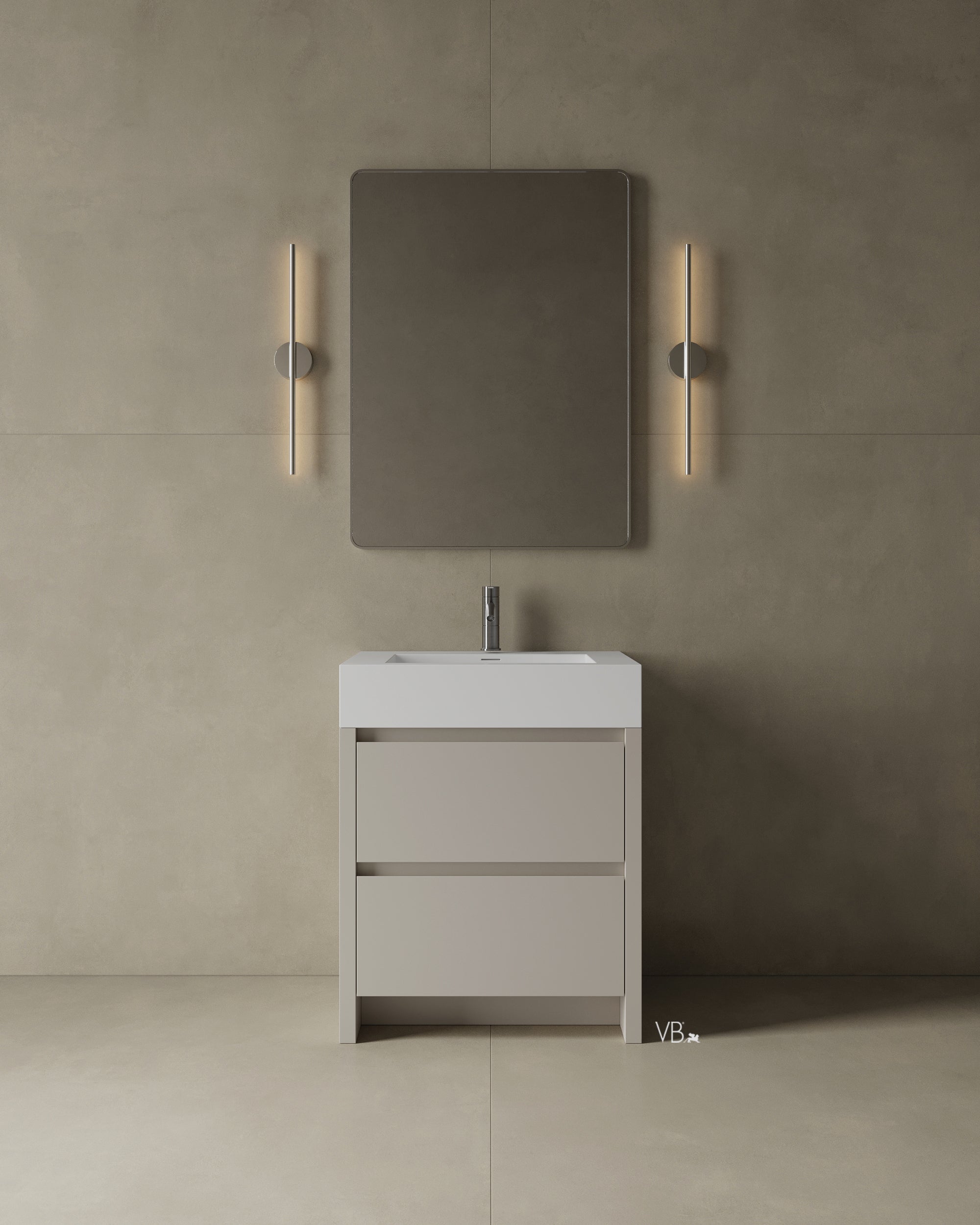 28" Freestanding Melamine Vanity With Solid Surface Basin