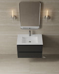 30" Wall-Mounted Wood Veneer Vanity With Solid Surface Basin