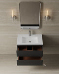 30" Wall-Mounted Wood Veneer Vanity With Solid Surface Basin