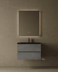 30" Wall Mounted Vanity With Black Countertop & Sink