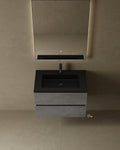 30" Wall Mounted Vanity With Black Countertop & Sink