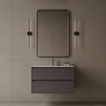 36" Wall-Mounted MDF Vanity with Solid Surface Countertop