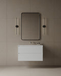 36" Wall-Mounted MDF Vanity with Solid Surface Countertop