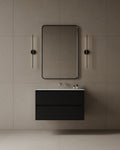 36" Wall-Mounted MDF Vanity with Solid Surface Countertop