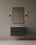 36" Wall-Mounted MDF Vanity with Solid Surface Countertop