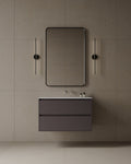 36" Wall-Mounted MDF Vanity with Solid Surface Countertop