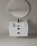 36" Wall-Mounted MDF Fluted Vanity With Acrylic Countertop