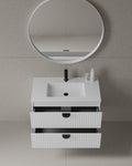 36" Wall-Mounted MDF Fluted Vanity With Acrylic Countertop