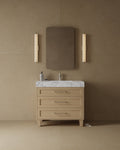 36" Freestanding Wood Veneer Vanity with Carrara Marble Countertop