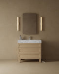 36" Freestanding Wood Veneer Vanity with Carrara Marble Countertop