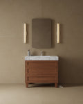 36" Freestanding Wood Veneer Vanity with Carrara Marble Countertop