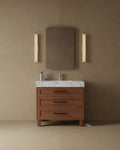 36" Freestanding Wood Veneer Vanity with Carrara Marble Countertop