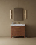 36" Freestanding Wood Veneer Vanity with Carrara Marble Countertop
