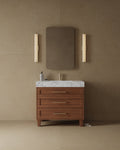36" Freestanding Wood Veneer Vanity with Carrara Marble Countertop