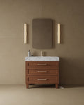 36" Freestanding Wood Veneer Vanity with Carrara Marble Countertop