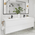 71" Wall-Mounted MDF Vanity with Solid Surface Countertop