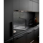 12x12 Midnight Hexagon Porcelain Mosaic Tile sheet with deep charcoal satin finish – TF Renovations Mississauga