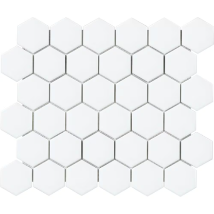 12x12 Snowfall Hexagon Satin Porcelain Mosaic sheets ready for fast GTA delivery from TF Renovations warehouse