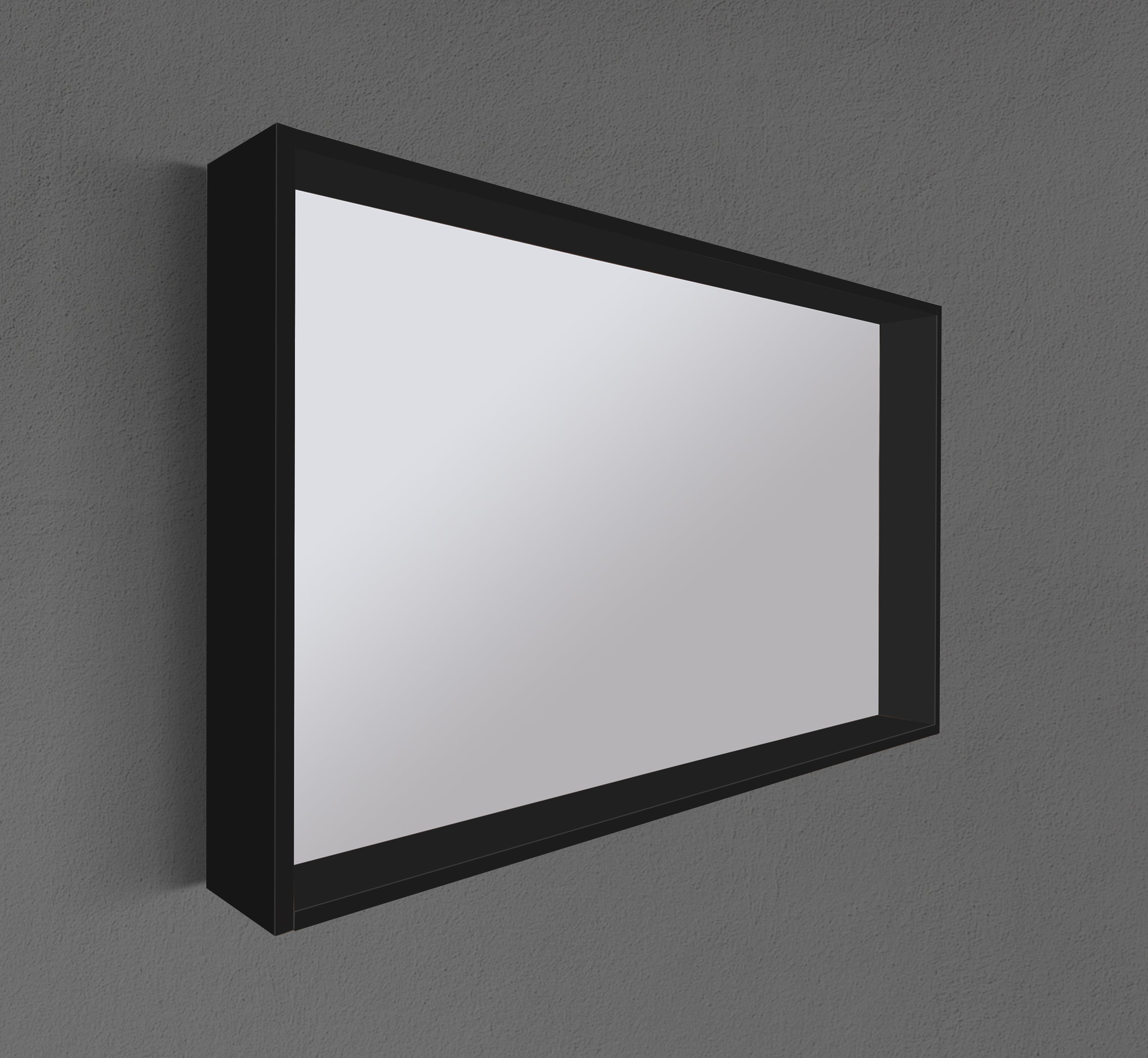 47" Framed Mirror with Shelf in Matte Black or White
