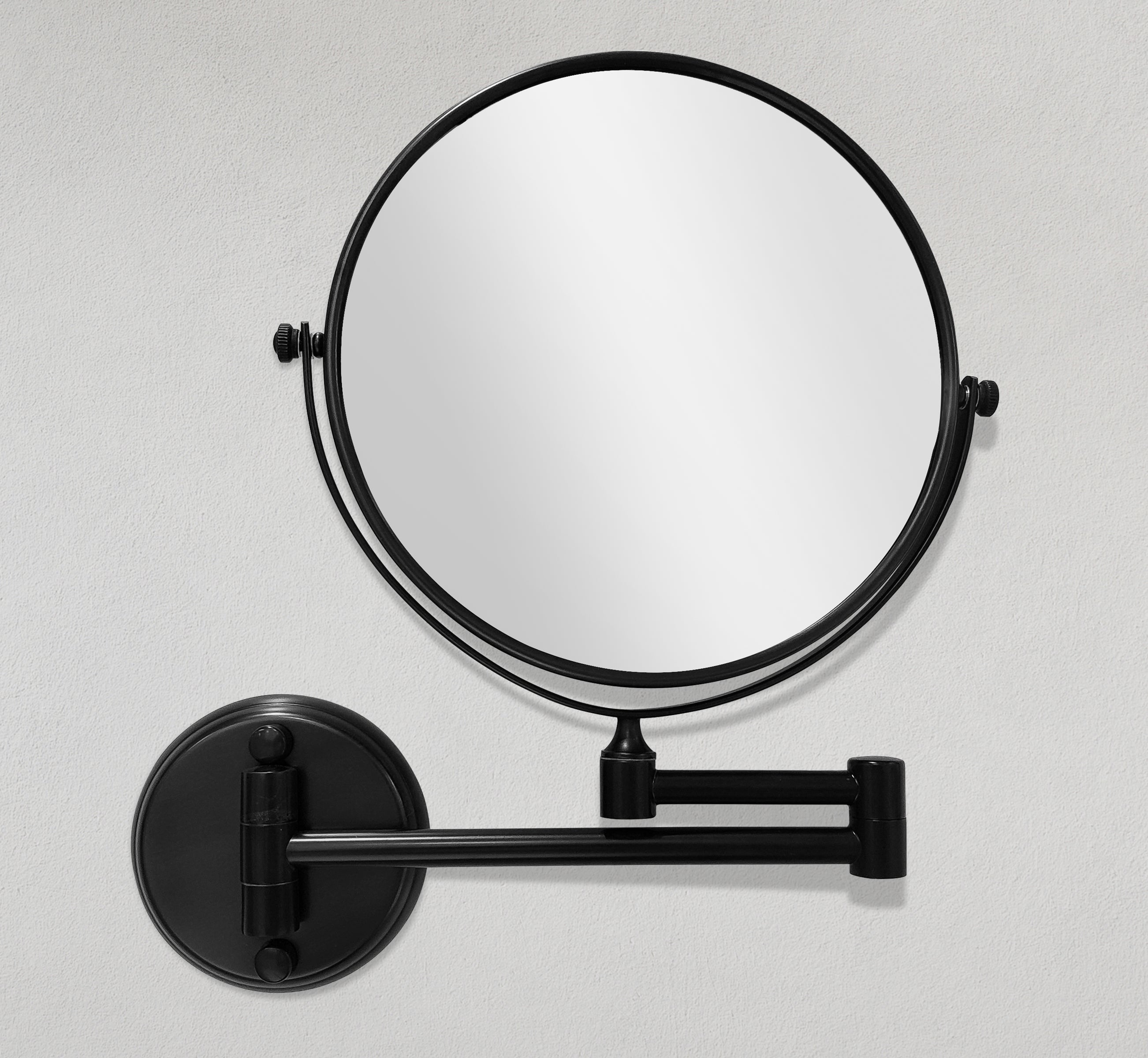 8" Wall Mounted Circle Revolving Vanity Makeup Mirror 1x and 3x Magnification Matte Black