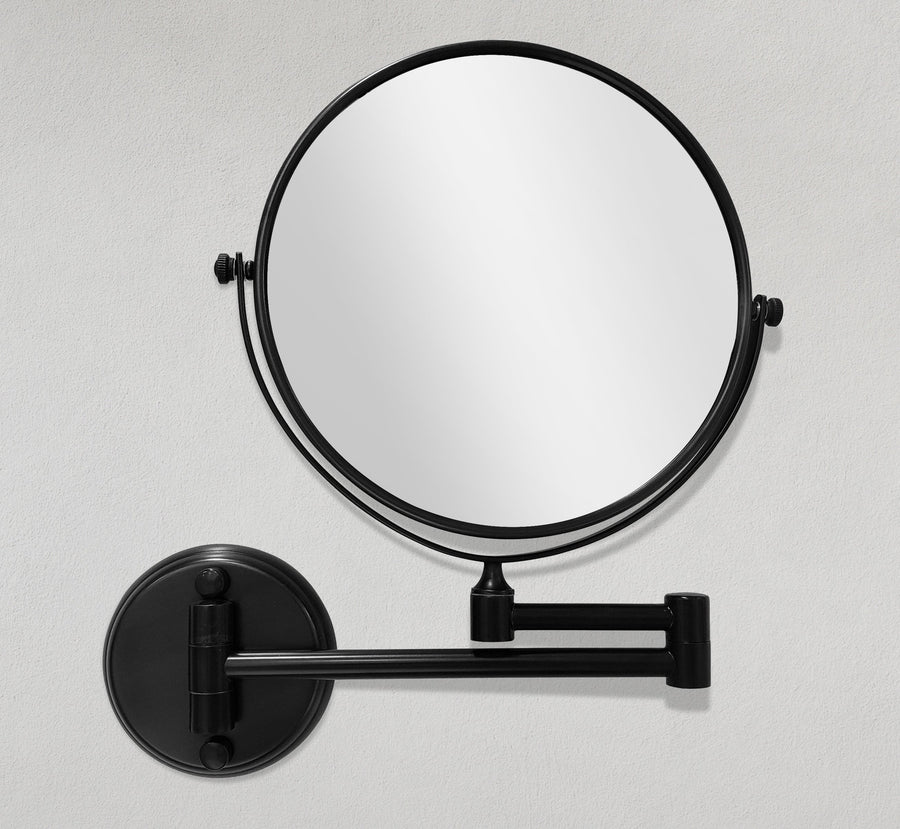 8" Wall Mounted Circle Revolving Vanity Makeup Mirror 1x and 3x Magnification Matte Black